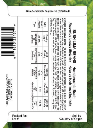 Bush Lima Beans Henderson's Bush