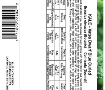 Kale Vates Dwarf Blue Curled