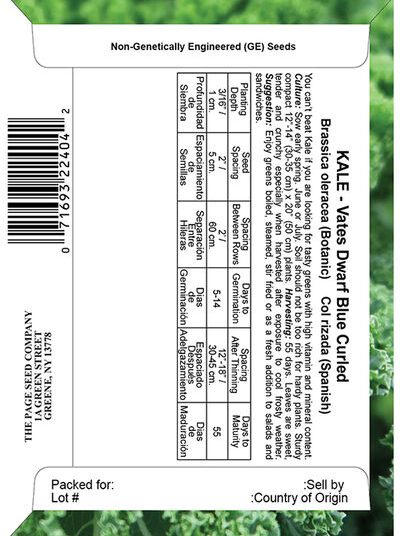 Kale Vates Dwarf Blue Curled