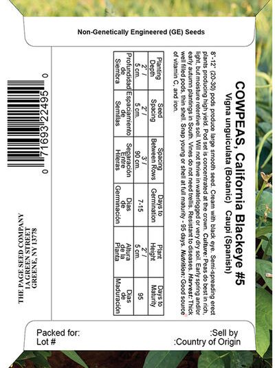 CowPeas Caligornia Blackeye