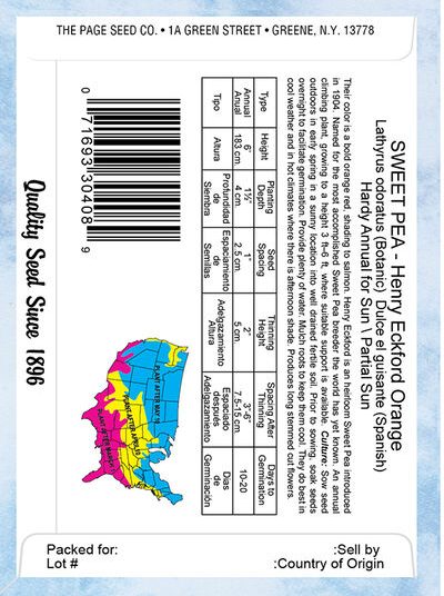 Sweet Pea Henry Eckford Orange