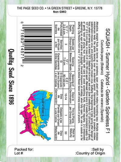 Squash Garden Spineless F1 Hybrid