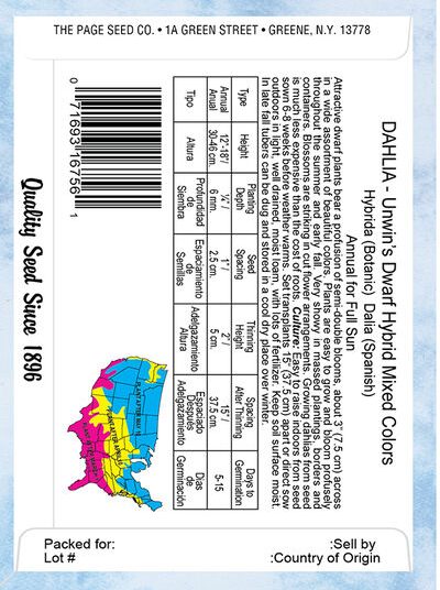 Dahlia Unwin's Dwarf Mixed Colors