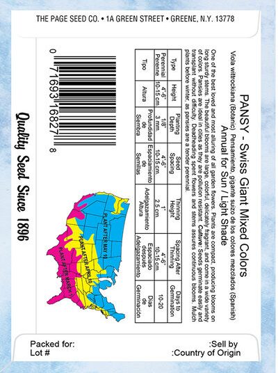 Pansy Swiss Giant Mixed Colors