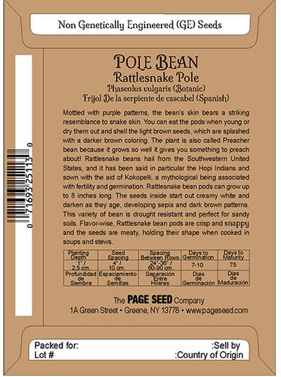 Pole Bean Rattlesnake Pole